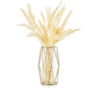 Jarrón de cristal dorado con flores, moderno y pequeño, con marco geométrico de metal y flores artificiales para