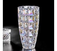 Jarrón de cristal pintado a mano dorado con forma de diamante, de 30 cm de alto, para decoración del hogar, comedor, mesa de boda, oficina, vacaciones, fiesta, centro de mesa (colorido)