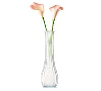 Jarrón de cristal transparente de 20 cm, hecho a mano, con cuello estrecho, rayas verticales, botellas de vidrio decorativas para centros de mesa, bodas, fiestas, hogar, oficina, decoración