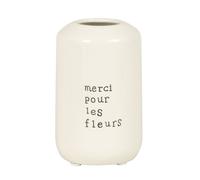 Jarrón de dolomita en crudo con inscripción ''Merci pour les fleurs'' Alt.12 cm
