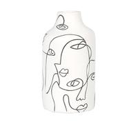 Jarrón de dolomita negra y blanca con rostros Alt.21 cm