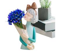 Jarrón de estatua de niña - Resina Girl Flower Jarrón Figuras Estatuas, Planta de oficina simple y elegante para porche, sala de estar, dormitorio, sala de estudio y mesa de comedor