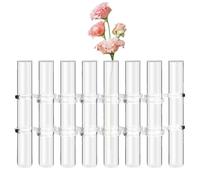 Jarrón de flores con bisagra - 6 unidades/8 unidades jarrones de mesa transparentes para flores | jarrones pequeños con bisagras con gancho y cepillo, botella de tubo de vidrio hidropónico, jarrón de