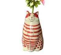 Jarrón de flores con forma de gato de lunares, jarrón de resina hecho mano para gatos pequeños, jarrón para gatos pequeños para decoración del hogar, estantería, mesa, estante, jarrones de animales