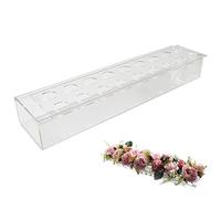 Jarrón de flores de acrílico transparente, jarrón rectangular de fondo de cristal, pieza central de maceta, maceta para flores, arreglos florales, decoración de oficina, para bodas, despedidas de