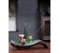 Jarrón de flores de cerámica japonesa Ikebana para arreglos de flores, recipiente para arreglos florales Ikebana y rana redonda A10