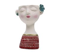 Jarrón de flores para macetas, soporte para brotes para sala de estar, estatuas de cabeza humana, rojo