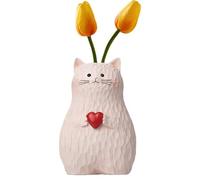 Jarrón de gato de madera hecho a mano - Jarrón de estatua de gato de madera maciza, moderno minimalista lindo gato decoración jarrón - Cate Vaser para centros de mesa sala de estar oficina, regalos