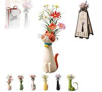 Jarrón de Gato Peculiar Hecho a Mano for Flores, decoración Decorativa de Estante de Escritorio de hogar Boho, decoración Decorativa del hogar del jarrón de Gato(Orange)