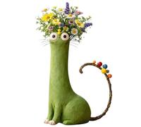 Jarrón De Gato Peculiar Hecho A Mano, Lindo Jarrón De Flores En Forma De Gato, Plantador De Gatito Divertido, For Estante De Escritorio, Decoración De Oficina En El Hogar(Green1)
