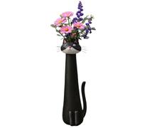 Jarrón De Gato Peculiar Hecho A Mano, Lindo Jarrón De Flores En Forma De Gato, Plantador De Gatito Divertido, For Estante De Escritorio, Decoración De Oficina En El Hogar(Black)