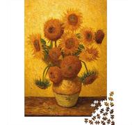 Jarrón de Girasoles Puzzle de 1000 Piezas Papel Puzzle para Adultos Naturaleza Muerta Decoración Hogar Relajación 38x26cm/1000pcs