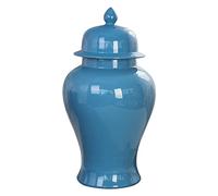 Jarrón de Jengibre de cerámica Simple con Tapa Grande de Porcelana Antigua Azul con Tapa para Centro de Mesa arreglo Floral Maceta para Mesa decoración,Azul-M