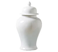 Jarrón de jengibre para flores - Cerámica decorativa con tapa, tarro tradicional de porcelana blanca, tamaño grande (21,5 x 40 cm)
