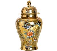 Jarrón de jengibre porcelana Jarrones De Cerámica Dorados, Tarros De Jengibre Con Tapa Para Decoración Del Hogar, Jarrones De Flores Secas, Porcelana China Tradicional tarro de almacenamiento ( Color
