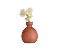 Jarrón de madera, centro de mesa estético rústico, contenedor de 1.96 x 2.55 pulgadas con mini construcción, maceta de madera natural, soporte para flores con estilo granja, decoración de mesa para
