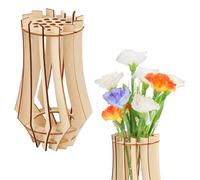Jarrón de Madera para Lego Flores, Jarrón para Ramo de Flores Juego de Construcción Jarrón de Flores con Forma de Rompecabezas de Madera Expositor de Flores para Lego Flores