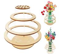 Jarrón De Maderas 3D, Jarrón de Madera Rompecabezas, Compatible con Lego Rosas, Cerezo, Girasoles, Base Decorativa para Bouquet Lego, Decoración Hogar e Idea Regalo para Adultos (E)