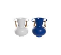 Jarrón de metal - DKD Home Decor - Azul y blanco - 12x12x16 cm - Decoración interior - Diseño moderno