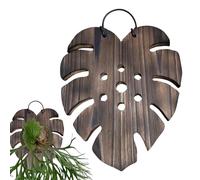 Jarrón de pared Monstera Leaf - Soporte para plantas de panel de madera, maceta decorativa colgante, exhibición floral rústica Boho | Estética Home Décor Mount para balcón lugar de trabajo pasillo