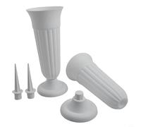 Jarrón de resina de polipropileno para tumbas, maceta de plástico para barrido de tumbas, soporte de flores artificiales para cementerio, blanco o verde oscuro, paquete de 2 unidades, 10,6 x 31 cm