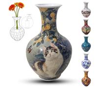 Jarrón de Rompecabezas 3D for Adultos, 164 Piezas, Rompecabezas de Bricolaje, con Columna de Agua, Perfecto for exhibir Flores y arreglos Florales Reales o Artificiales (Flor de Enredadera Amarilla)