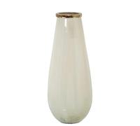 Jarron de sobremesa de Cristal con Filo de Aluminio Beige y Dorado 15x15x38cm