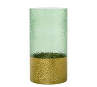 Jarron de sobremesa de Cristal Verde y Dorado 15x15x30 cm
