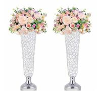 Jarrón de trompeta de cristal para centro de mesa, soporte floral de metal de 51 cm de alto para bodas, aniversarios, celebraciones de cumpleaños, decoración de mesa o suelo