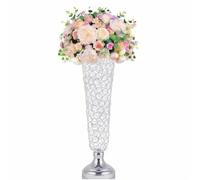 Jarrón de trompeta de cristal para centro de mesa, soporte floral de metal de 51 cm de alto para bodas, aniversarios, celebraciones de cumpleaños, decoración de mesa o suelo