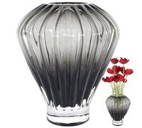 Jarrón de Vidrio Moderno - Florero Decorativo de Diseño Hecho a Mano para Flores, Tulipanes y Rosas - Ideal para Salón, Dormitorio, Mesa o Bodas - Decoración Elegante para el Hogar - Negro
