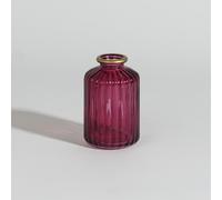 Jarrón de vidrio rosa y dorado, 10 cm