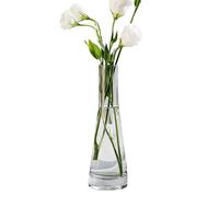 Jarrón de vidrio soplado hecho a mano transparente pequeño jarrón decorativo de un solo tallo para centros de mesa, boda, fiesta, decoración de mesa del hogar (gris)