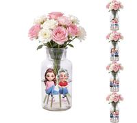 Jarrón de vidrio transparente personalizado con nombre para ramo decorativo personalizado para padres e hijas, figura de dibujos animados, jarrón de vidrio transparente personalizado para mi hija