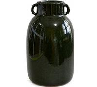 Jarrón Decorativo Cerámica con Asas Verde Botella Vidriado - 35 cm de Alto - Jarrón para Flores y Ramas - Decoración Hogar Salón Moderno Rústico - Ceracor Ceramicas