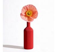 Jarrón decorativo con textura a rayas verticales, forma de botella elegante y esbelta, diseño minimalista para flores, ramas, plantas artificiales, ideal para decoración casa/estudio/oficina, centro