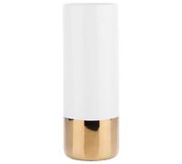 Jarrón Decorativo de cerámica Blanco con Dorado 36 cm cilíndrico Alto glamuroso Gelida
