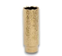 Jarrón Decorativo de Cerámica Dorado - Florero Moderno Texturizado, Diseño Elegante para Salón, Mesa o Decoración del Hogar (3 Tamaños Disponibles) (30,5cm x 10,5cm x 10,5cm)