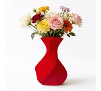 Jarrón decorativo moderno "fluida" con forma orgánica escultora, diseño contemporáneo de líneas suaves para flores, ramas o artificiales, ideal para decoración casa/oficina, centro de mesa (Red)