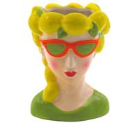 Jarrón decorativo XL, cabeza de jarrón, jarrón para mujer, jarrón como mujer con adorno de limón, jarrón de flores como niña de limón, jarrón de cerámica con decoración de limón, jarrón de cerámica en