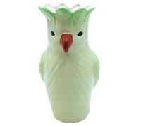 Jarrón decorativo XL, diseño de cabeza de loro, florero, florero, animal, jarrón de mesa, jarrón de cerámica, jarrón como loro, jarrón con decoración de loro de cerámica con pico naranja, en verde