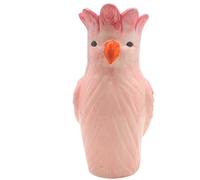 Jarrón decorativo XL, diseño de cabeza de loro, florero, florero, animal, jarrón de mesa, jarrón de cerámica, jarrón como loro, jarrón con decoración de loro de cerámica con pico naranja, en rosa/rosa