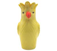 Jarrón decorativo XL, diseño de cabeza de loro, florero, florero, animal, jarrón de mesa, jarrón de cerámica, jarrón como loro, jarrón con decoración de loro de cerámica con pico naranja, en amarillo