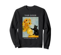 Jarrón Divertido y Travieso de Girasoles de Gato Negro Parodia de Van Gogh Sudadera