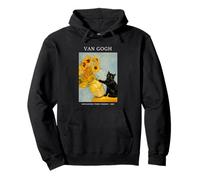 Jarrón Divertido y Travieso de Girasoles de Gato Negro Parodia de Van Gogh Sudadera con Capucha