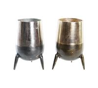 Jarrón DKD Home Decor 15,5 x 15,5 x 26 cm Plateado Dorado Aluminio Moderno (2 Unidades)
