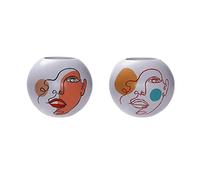 Jarrón DKD Home Decor 25,5 x 25,5 x 22 cm Cara Blanco Resina Multicolor (2 Unidades)