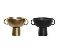 Jarrón DKD Home Decor 30 x 24 x 20 cm Negro Dorado Aluminio Moderno (2 Unidades)