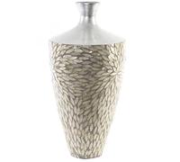 Jarrón DKD Home Decor Mosaico Plateado Gris Nácar Bambú (25 x 25 x 50,5 cm)