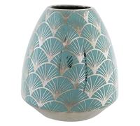 Jarrón DKD Home Decor Porcelana Dorado Turquesa Blanco Oriental Cromado 16 x 16 x 18 cm